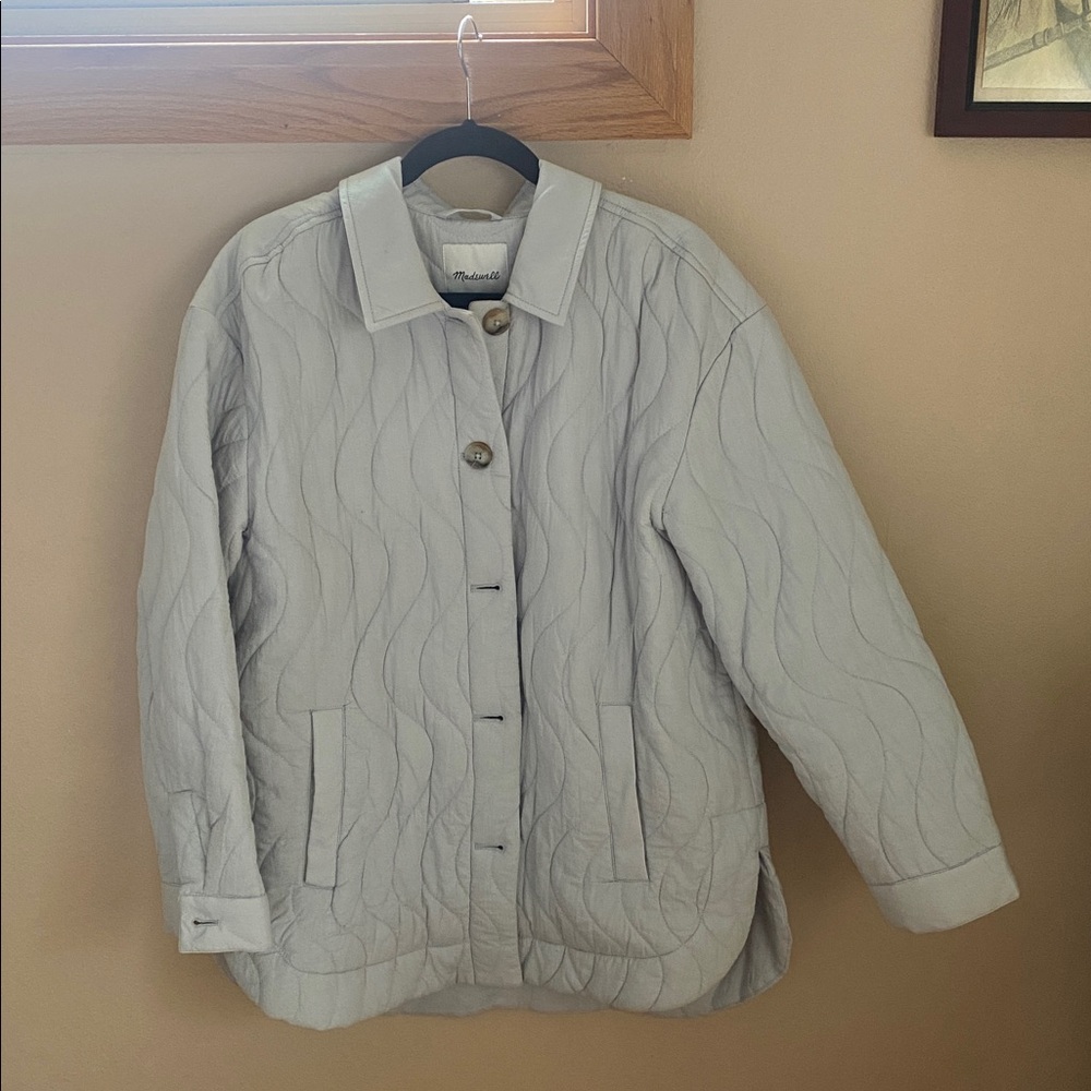 Madewell Light Gray Quilted Bellrose  shirt Jacket